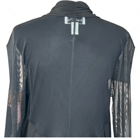 JOSEPH RIBKOFF Black Cardigan 12 W/Open Front & Sheer Long Sleeve Elegant Design - Picture 5 of 8